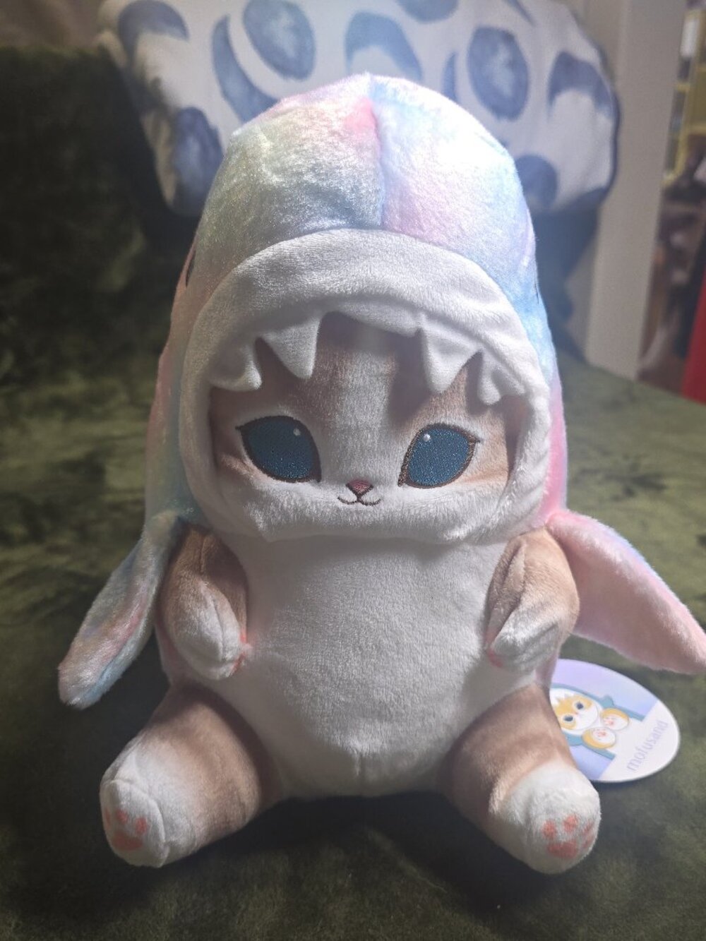 Mofusand Pastel Rainbow Shark Cat Plush 11 in NWT Round 1